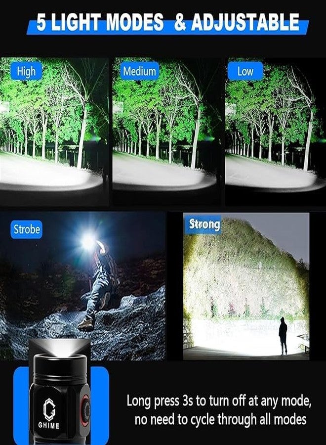 GHIME Torch Light High Power, Mini LED Flashlight Rechargeable 20000 Lumens with 5 Light Modes, Pocket with Clip, Magnetic Flashlight for EDC, Camping, Hiking, Emergency (Modern) - Image 4